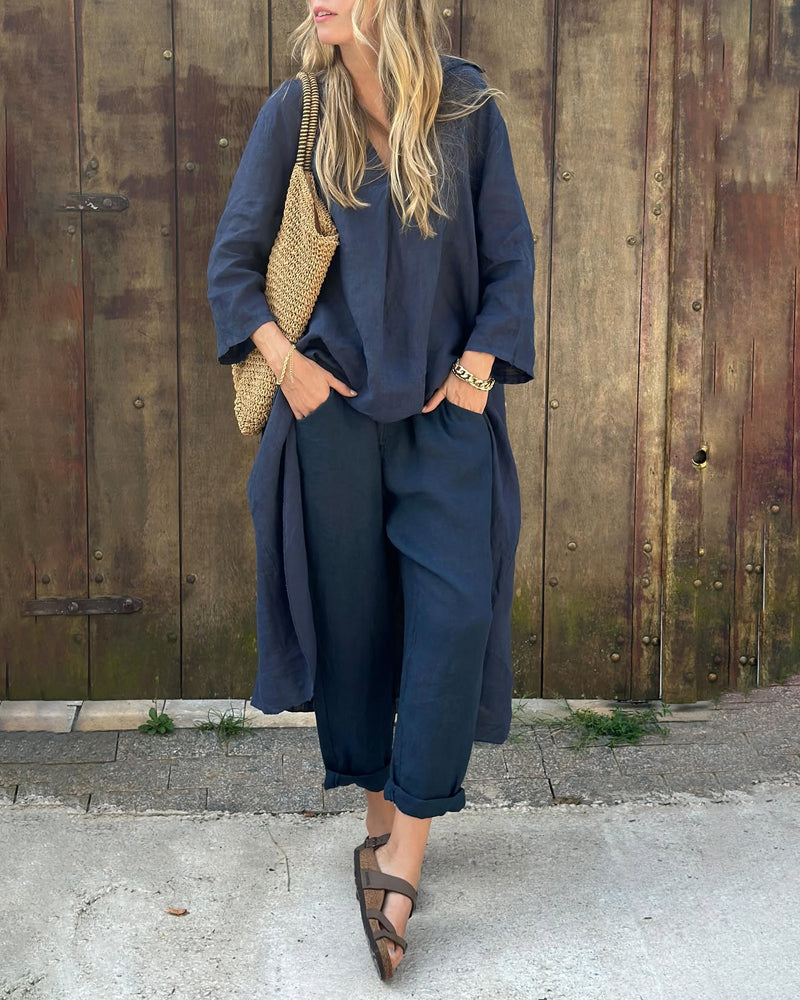 Sara™ | Blue Draped Tunic Set