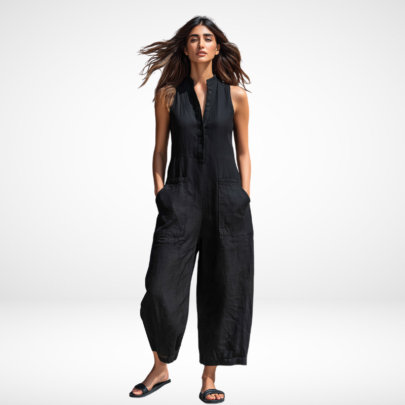 Kristy™ | Sleeveless Button-Front Jumpsuit