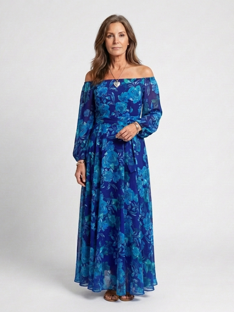 Elara™ | Off Shoulder Floral Maxi Dress
