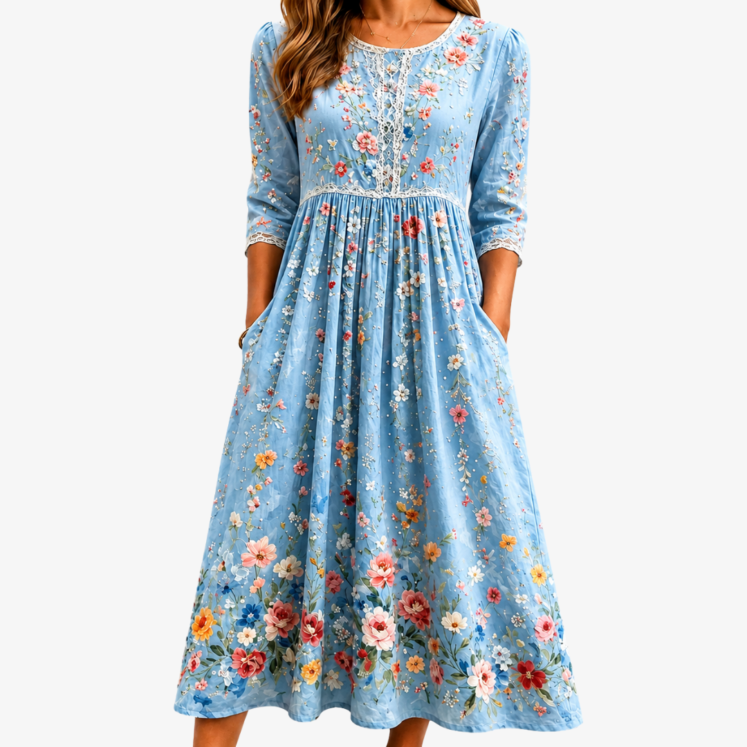 Sky Blossom | Midi Spring Dress