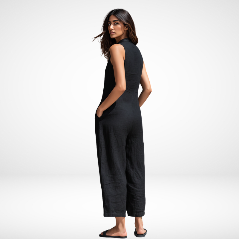 Kristy™ | Sleeveless Button-Front Jumpsuit