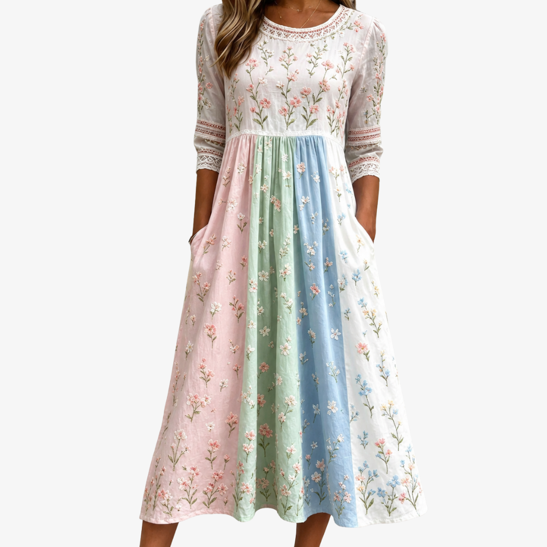 Pastel Meadow | Midi Spring Dress