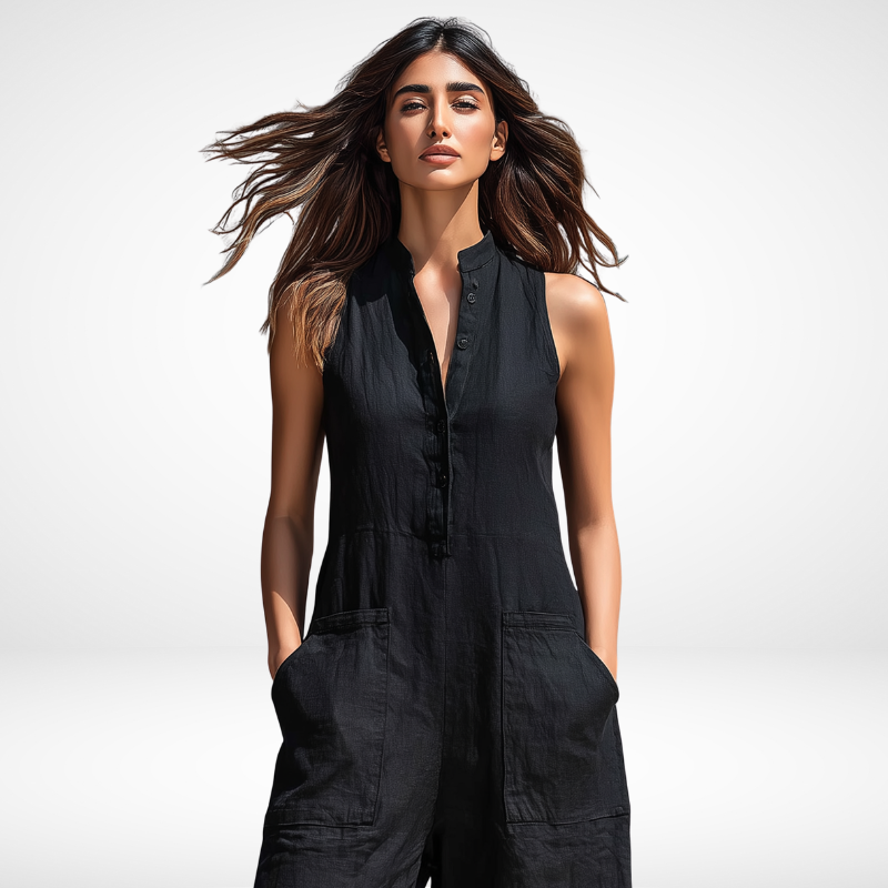 Kristy™ | Sleeveless Button-Front Jumpsuit