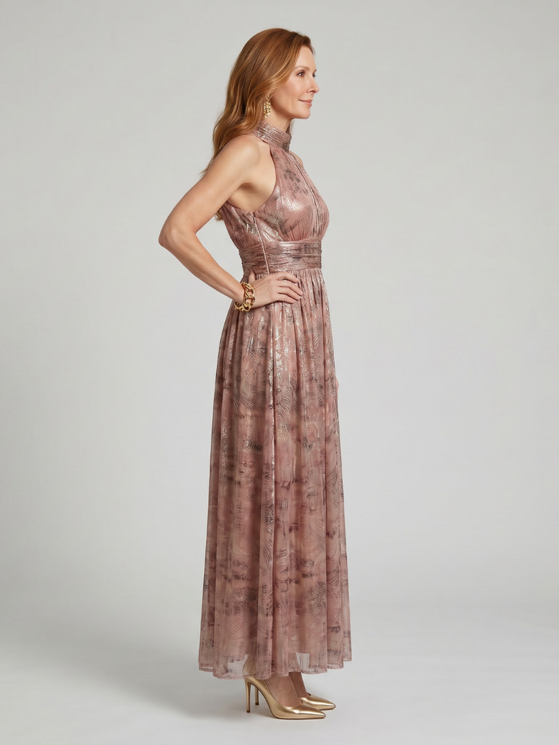 Celine | Textured Finish Sleeveless Midi Dress