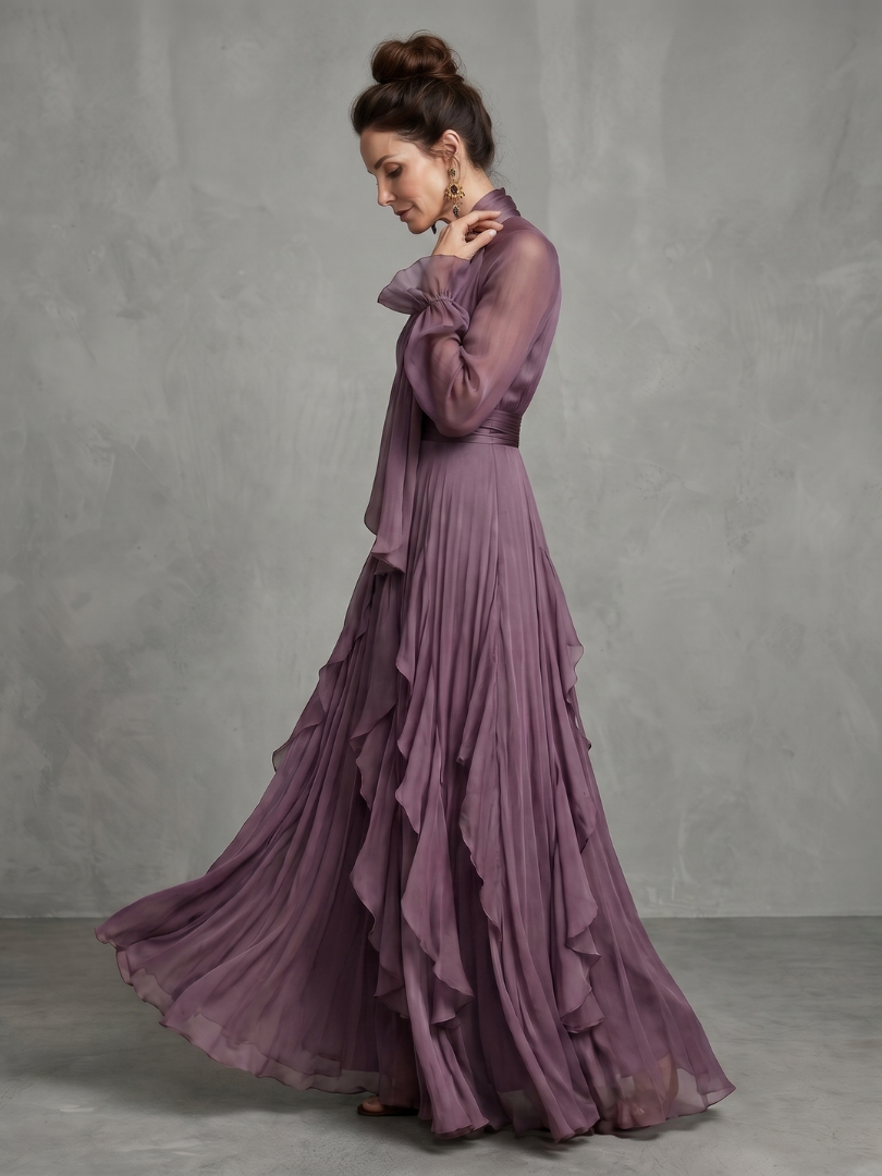 Laurel | Tie Neck Ruffle Tiered Maxi Dress