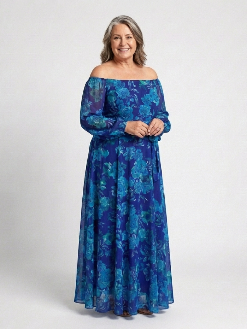 Elara™ | Off Shoulder Floral Maxi Dress