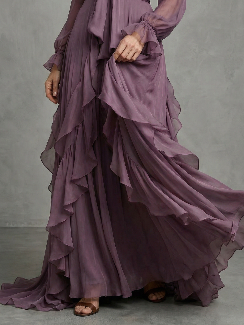 Laurel | Tie Neck Ruffle Tiered Maxi Dress