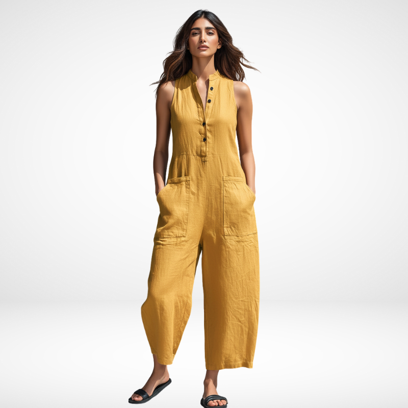 Kristy™ | Sleeveless Button-Front Jumpsuit