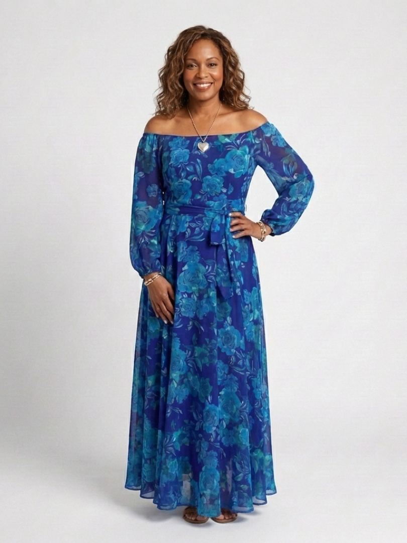 Elara™ | Off Shoulder Floral Maxi Dress