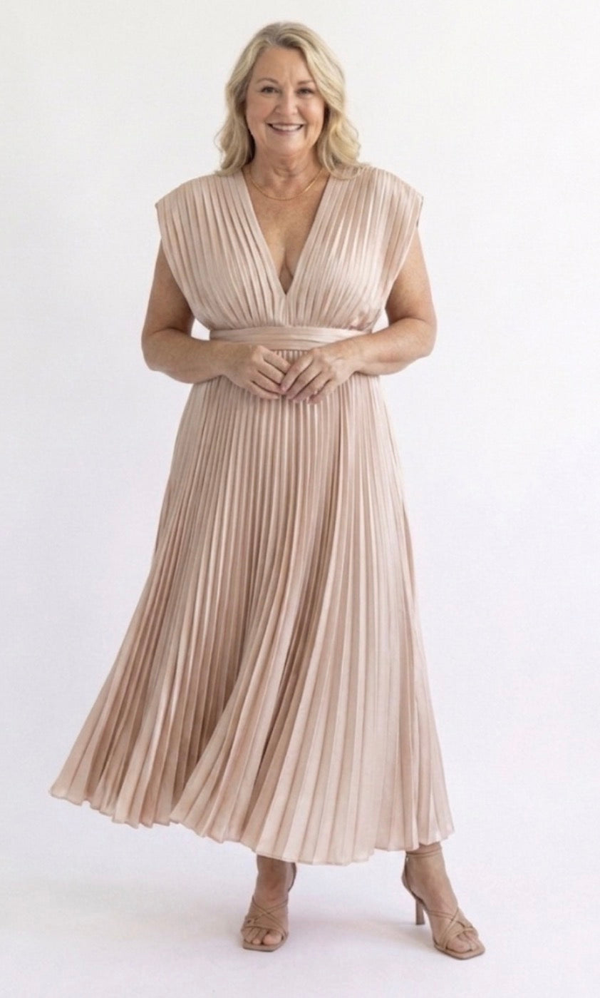 Cecily™ | Timeless Pleated Midi Dress