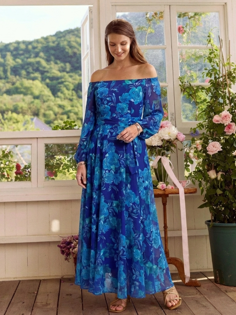 Elara™ | Off Shoulder Floral Maxi Dress