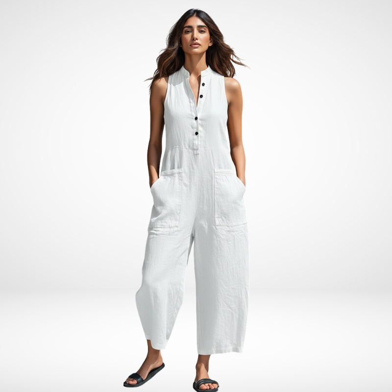 Kristy™ | Sleeveless Button-Front Jumpsuit