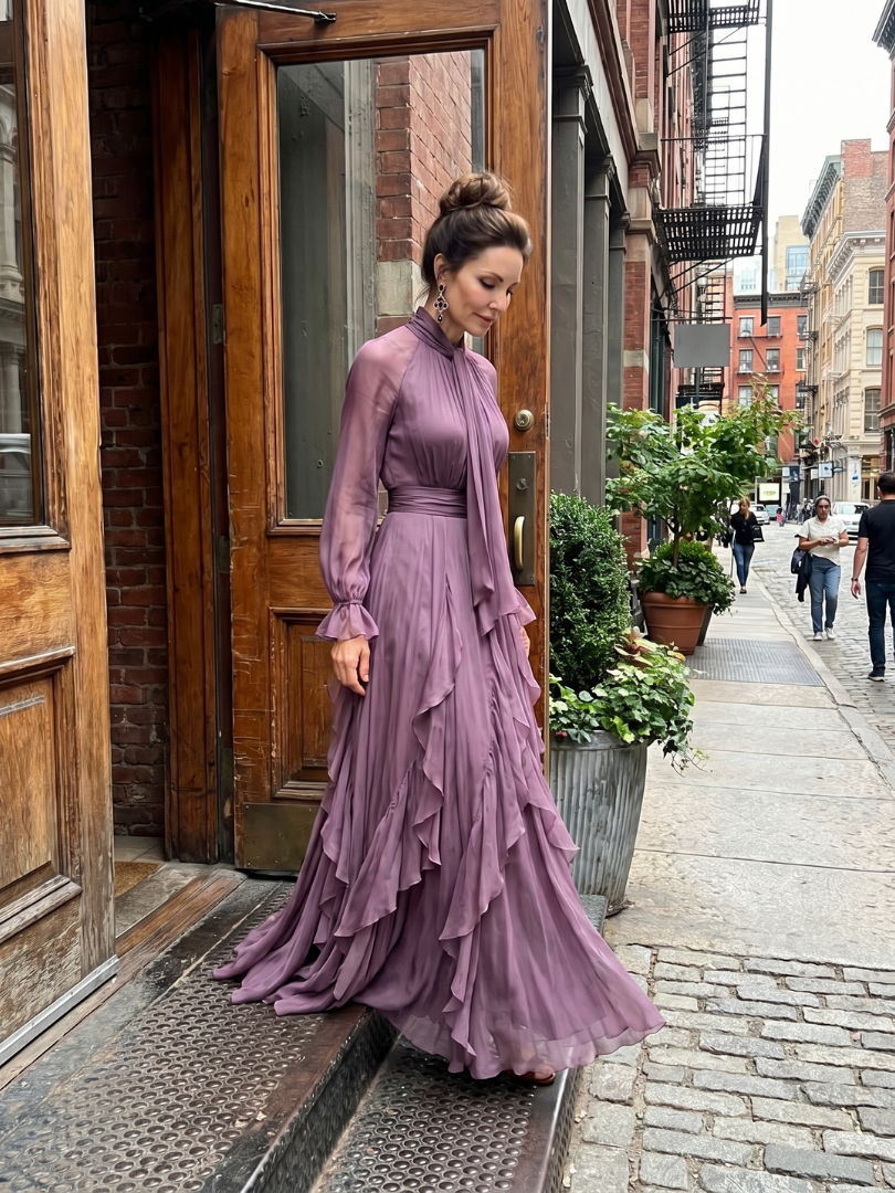 Laurel | Tie Neck Ruffle Tiered Maxi Dress