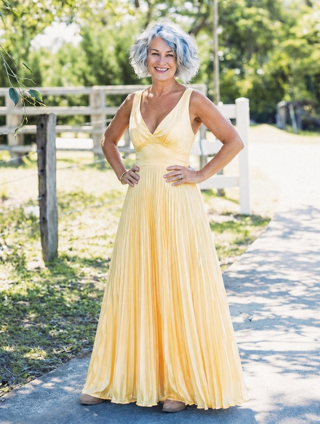 Seren™ | Pleated V-Neck Maxi Dress
