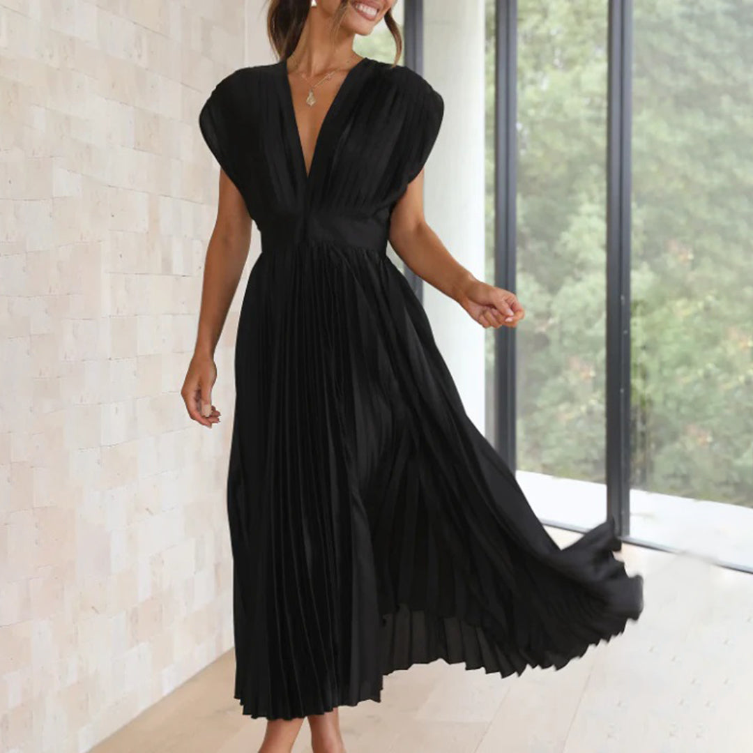 Cecily™ | Timeless Pleated Midi Dress