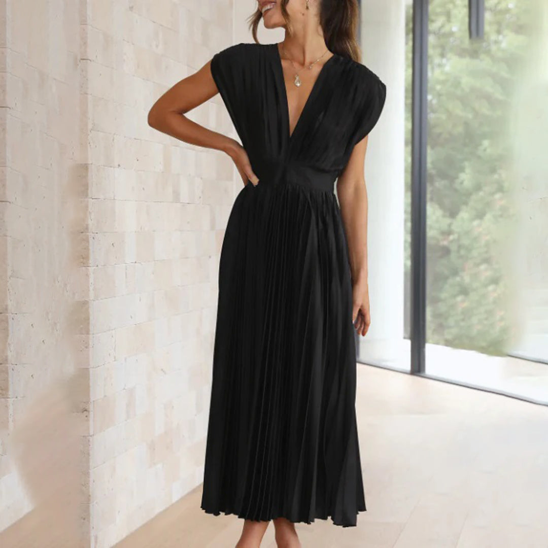 Cecily™ | Timeless Pleated Midi Dress