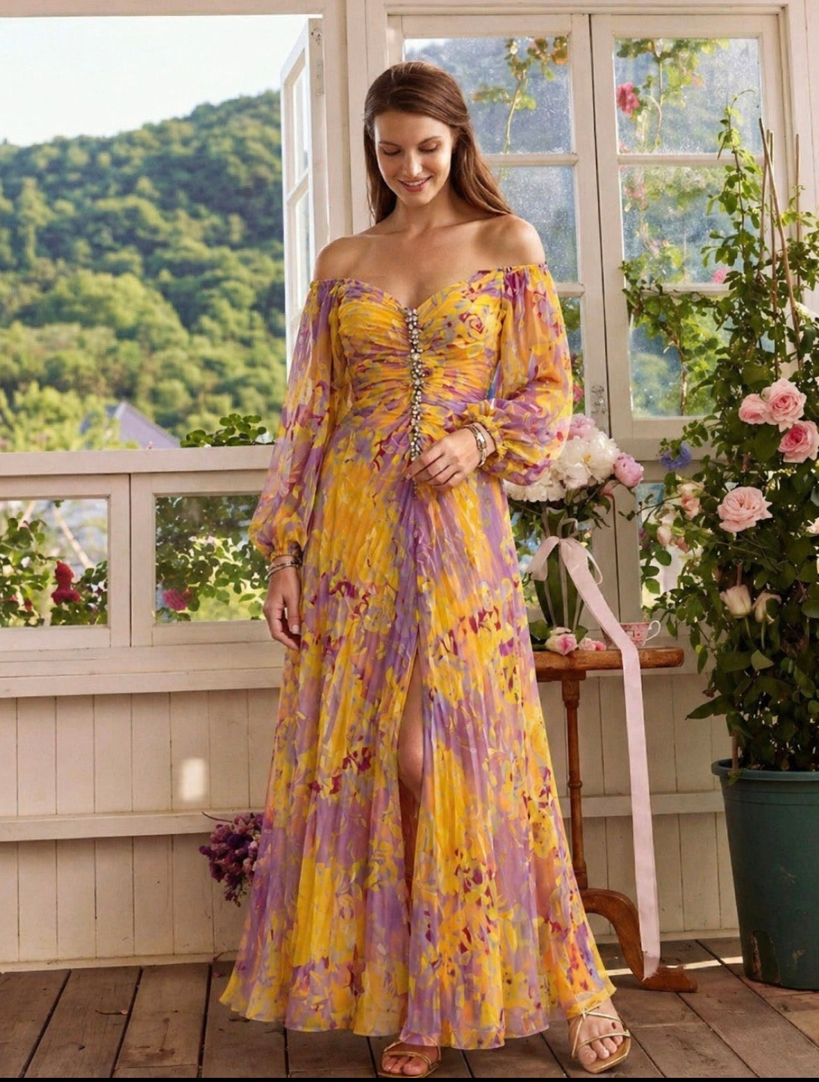 Evelina™ | Elegant Dress with V-Neck