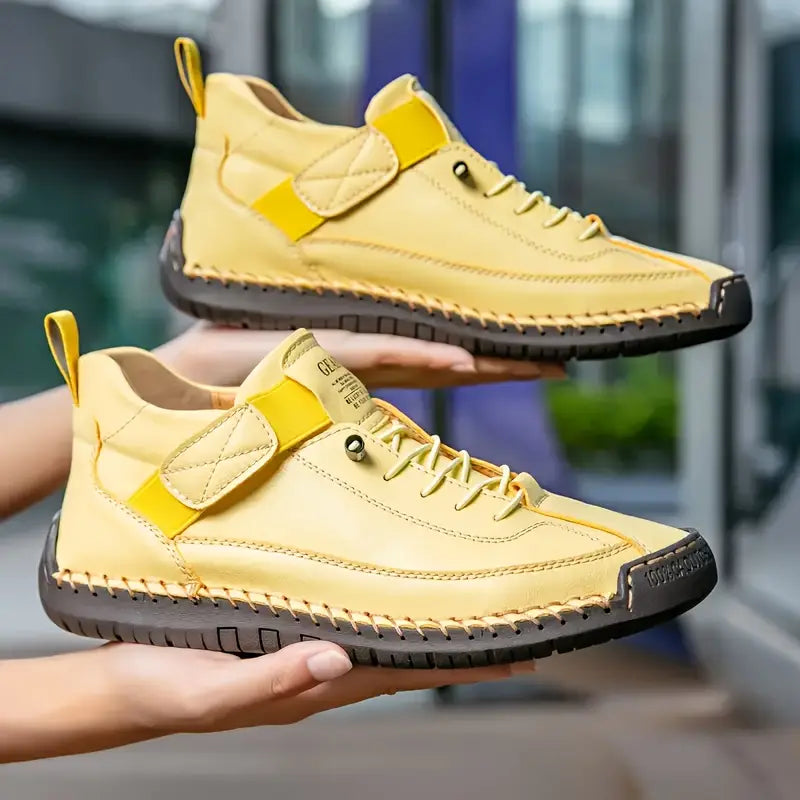 Jillian™ | Vegan Leather Stitched Strap Sneakers