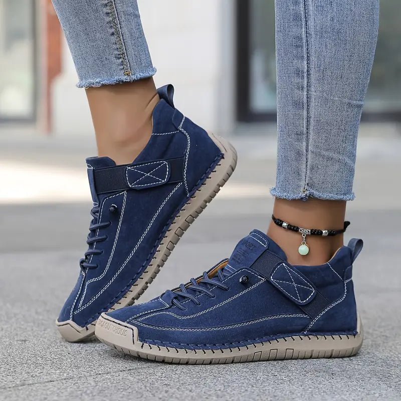 Jillian™ | Vegan Leather Stitched Strap Sneakers
