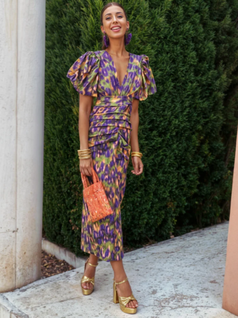 Maisie™ | Vivid Pleated Midi Dress