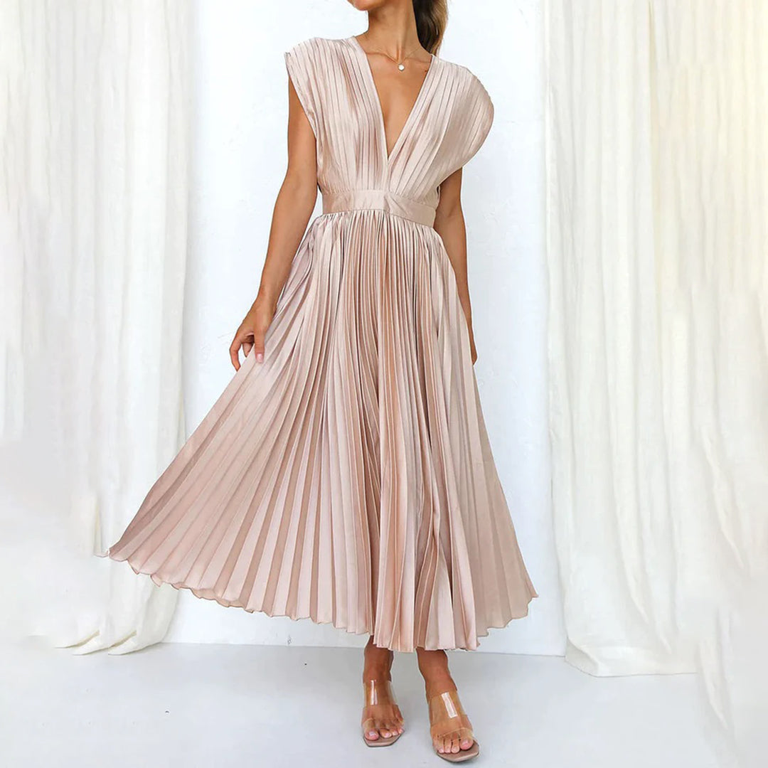 Cecily™ | Timeless Pleated Midi Dress