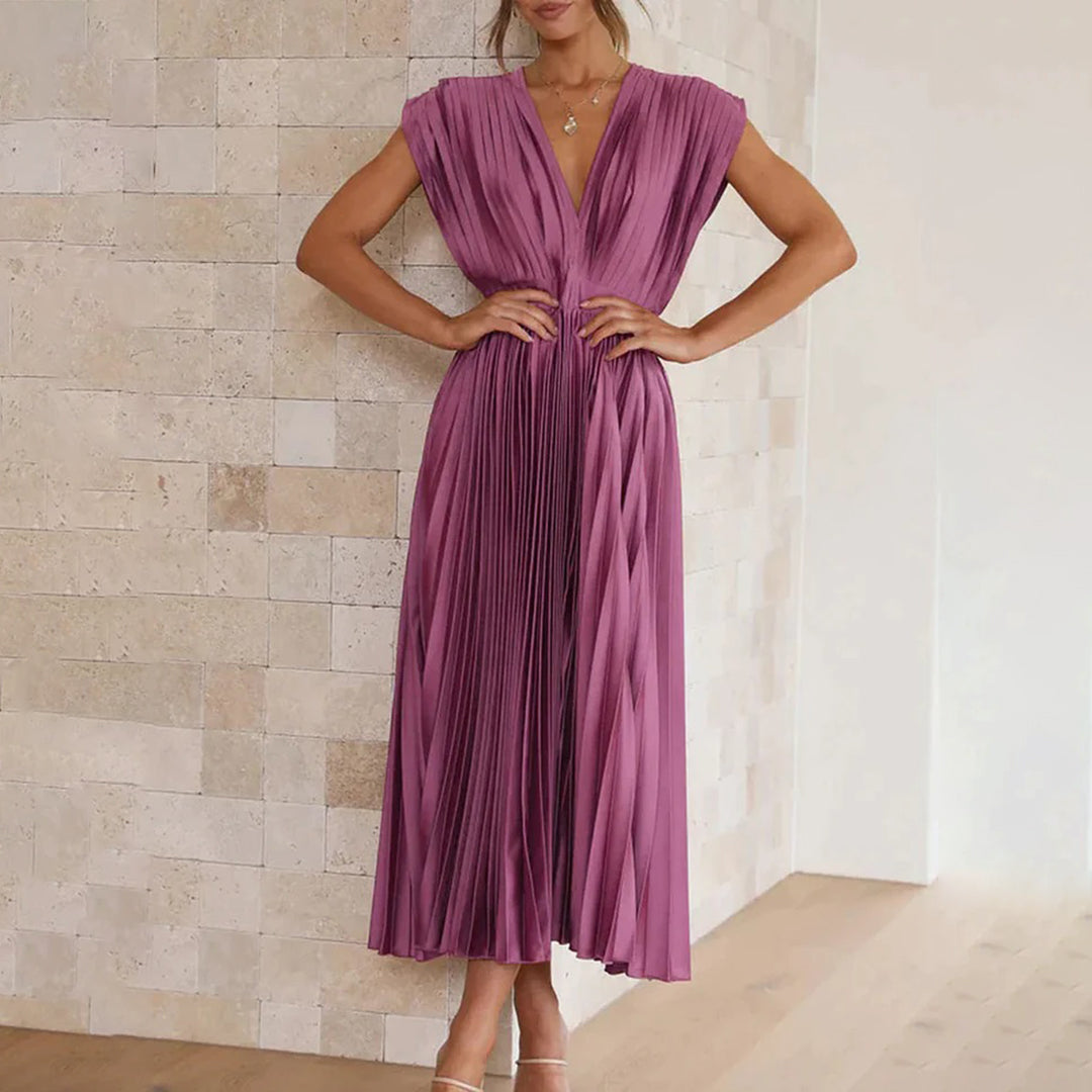 Cecily™ | Timeless Pleated Midi Dress