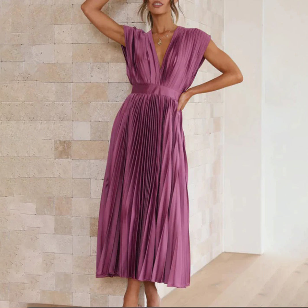 Cecily™ | Timeless Pleated Midi Dress