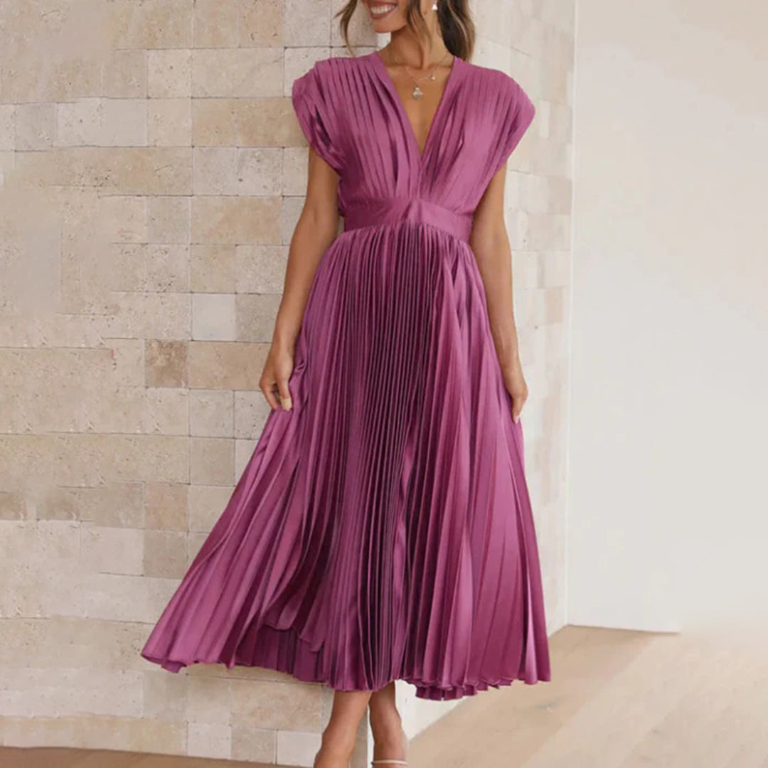 Cecily™ | Timeless Pleated Midi Dress