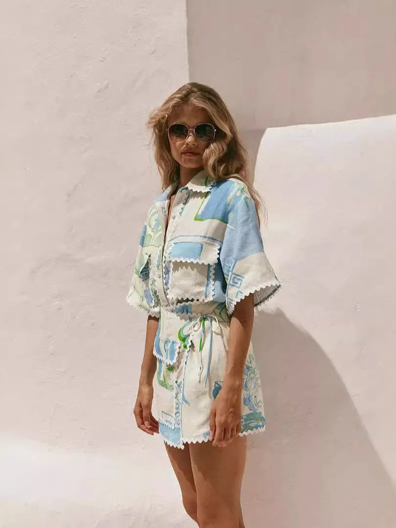 Judy™ | Patchwork Two-Piece Cotton-Linen blend Set
