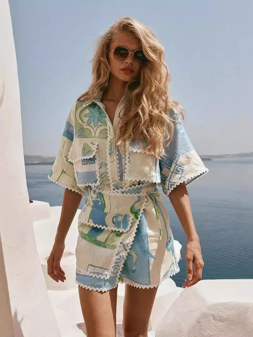 Judy™ | Patchwork Two-Piece Cotton-Linen blend Set