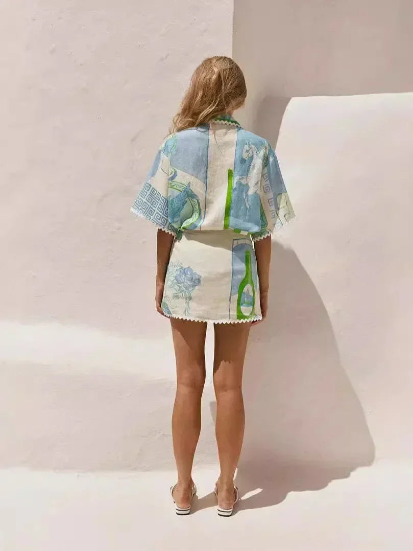 Judy™ | Patchwork Two-Piece Cotton-Linen blend Set