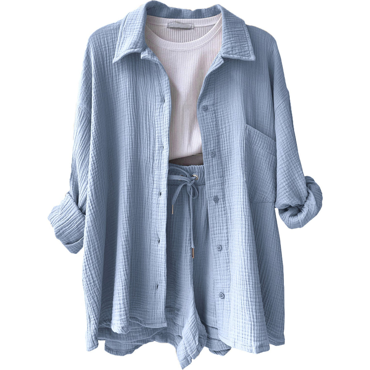 Crystal™ | Button Shirt & Shorts Set