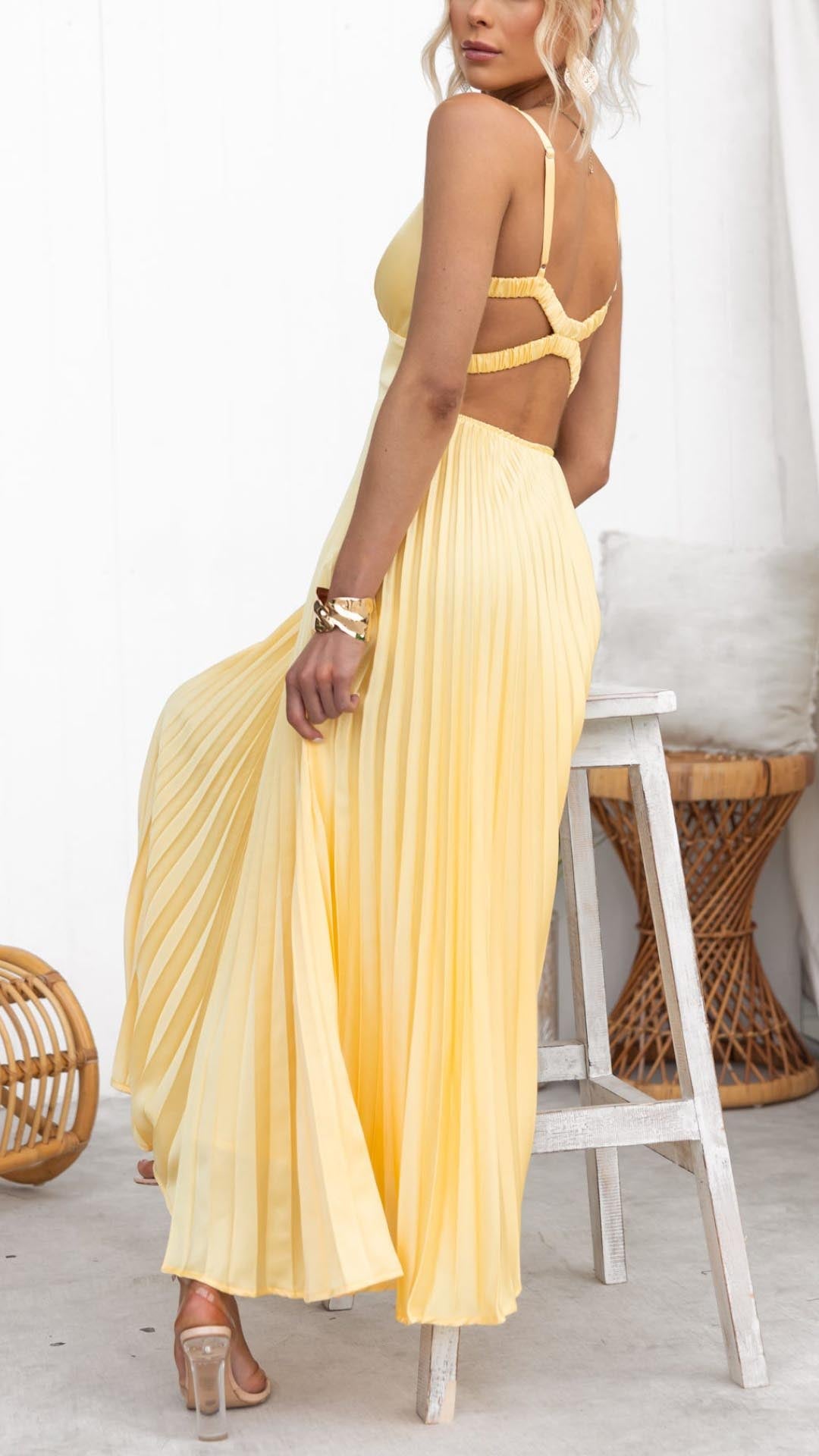 Seren™ | Pleated V-Neck Maxi Dress