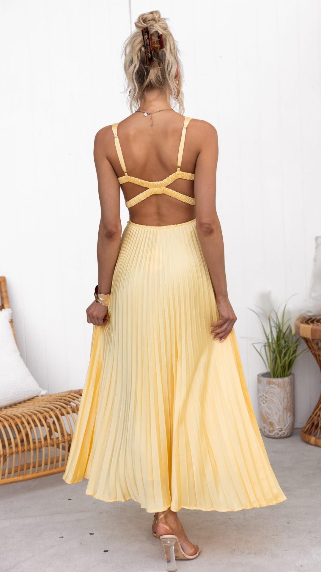 Seren™ | Pleated V-Neck Maxi Dress
