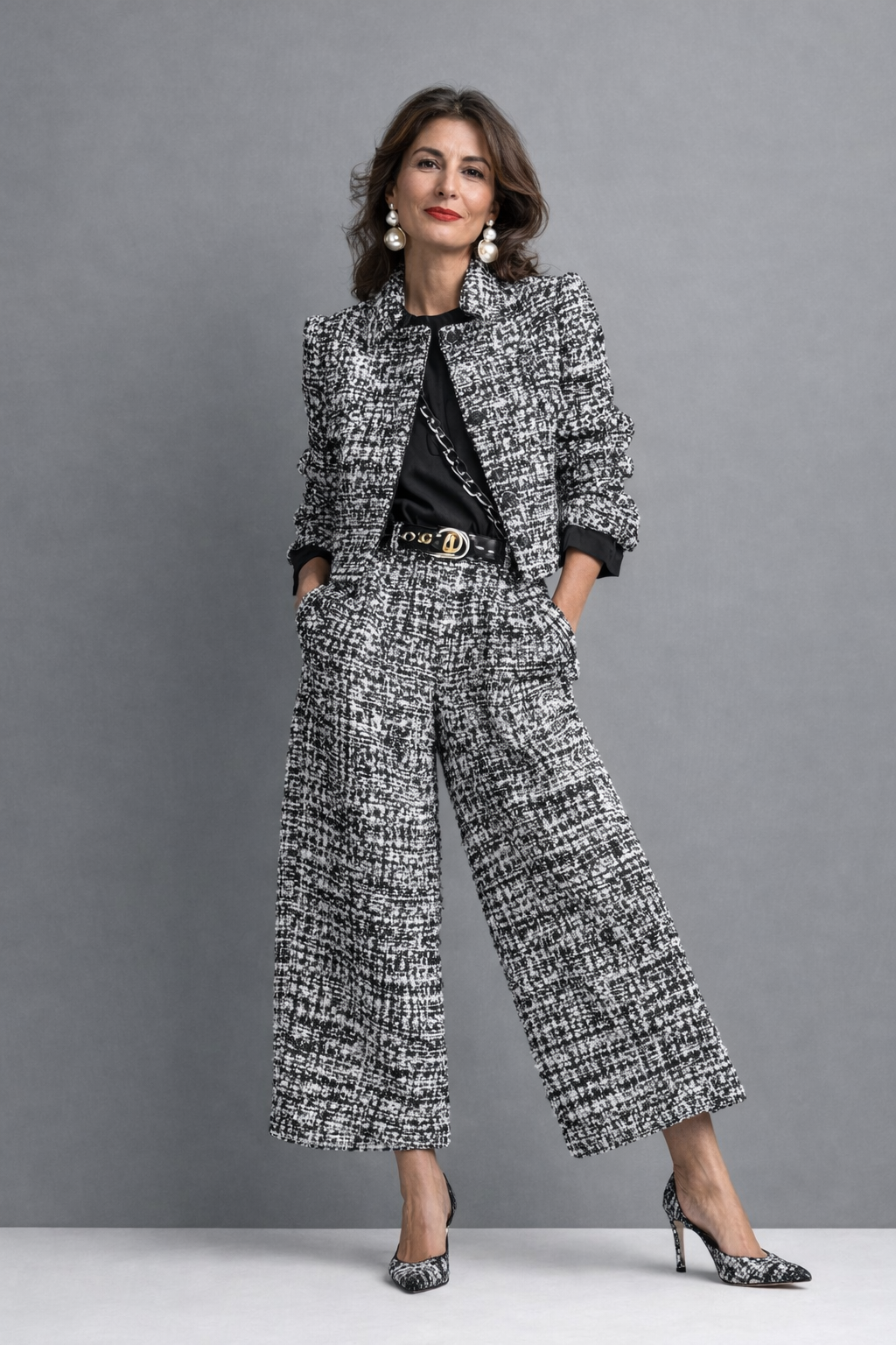 Cathy™ | Textured Jacket & Wide-Leg Pants Set