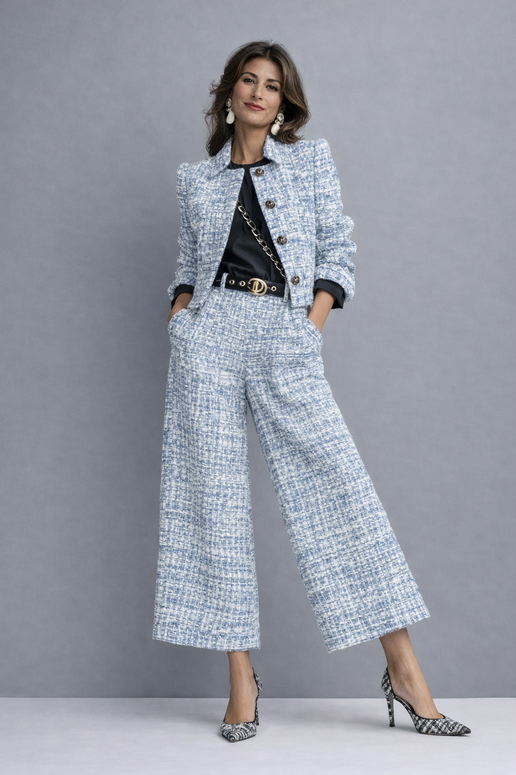 Cathy™ | Textured Jacket & Wide-Leg Pants Set