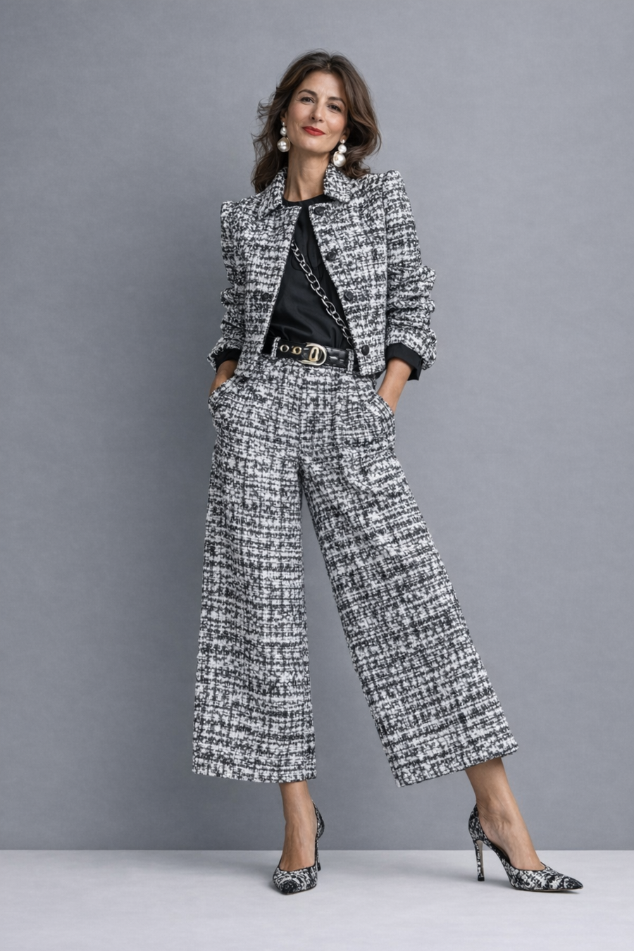 Cathy™ | Textured Jacket & Wide-Leg Pants Set