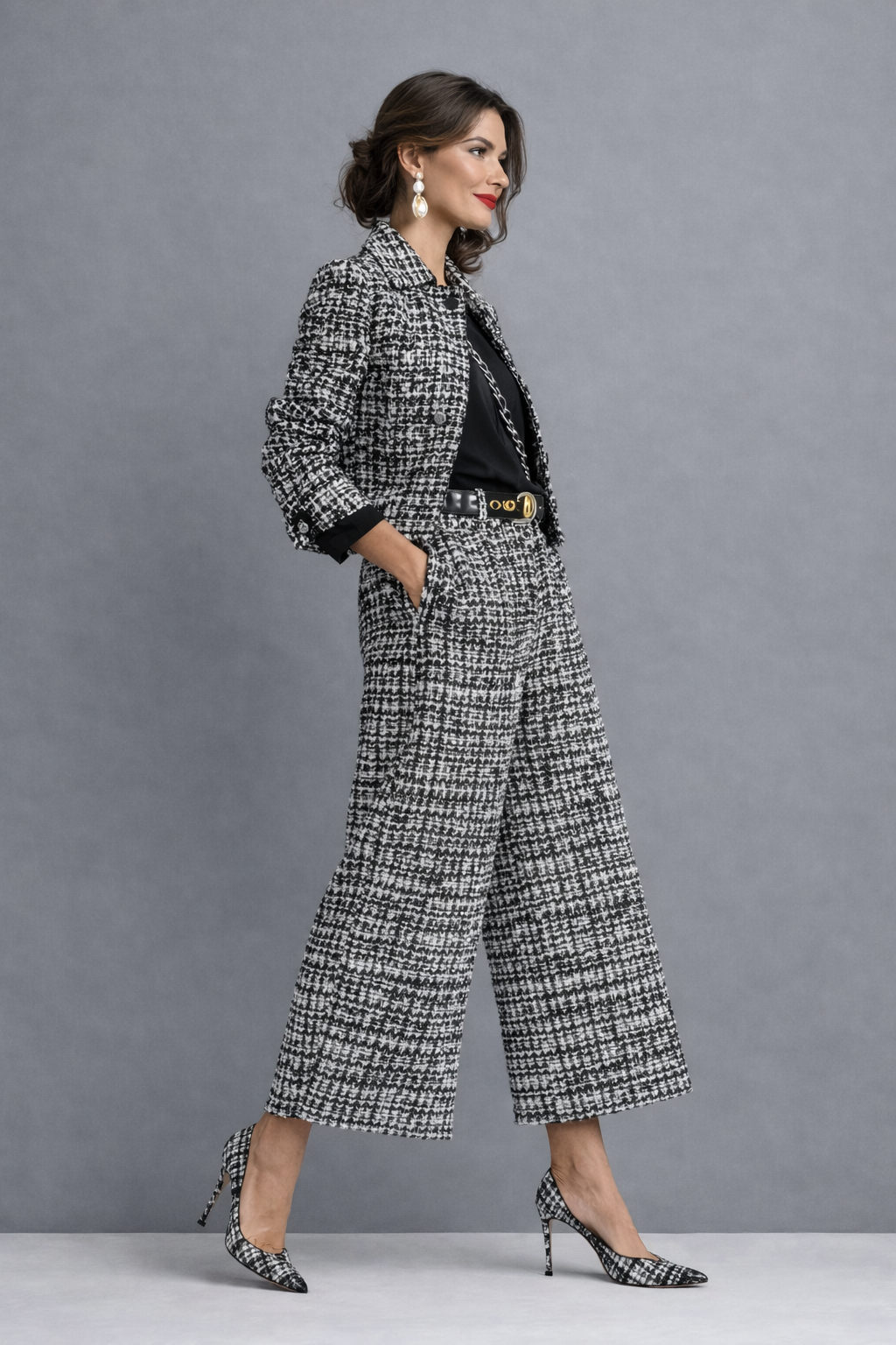 Cathy™ | Textured Jacket & Wide-Leg Pants Set