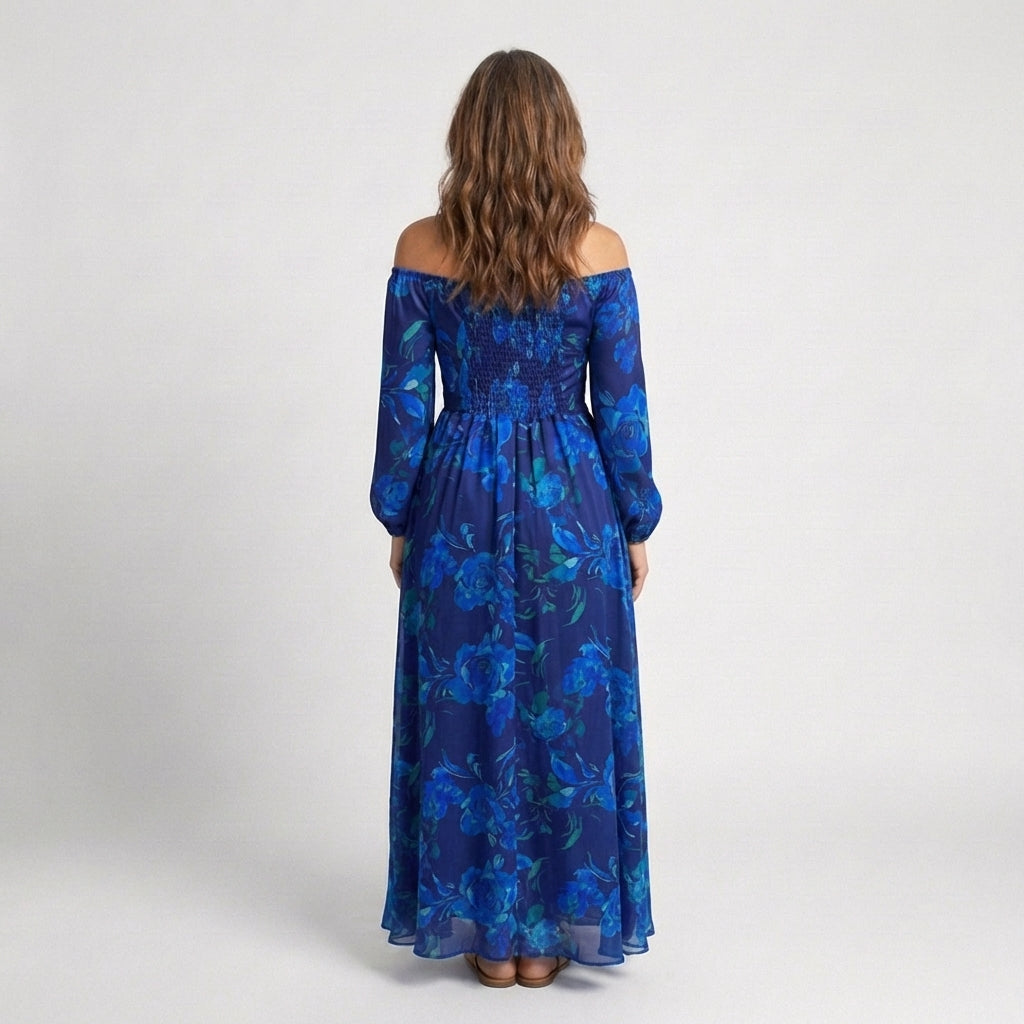 Elara™ | Off Shoulder Floral Maxi Dress